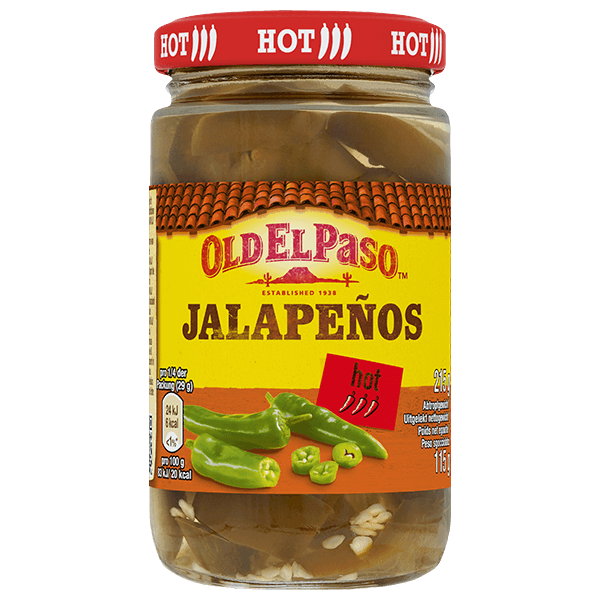 una bottiglia di jalapenos piccanti a fette Old El Paso